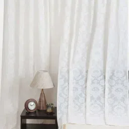 Fabindia Home Gulmarg White Cotton Curtain-image-22