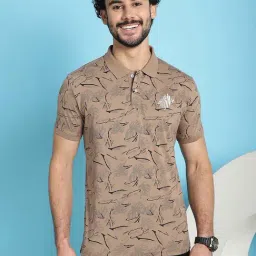 Venitian- Forbidden Clothing Khaki Slim Fit Printed Polo T-Shirt-image-3