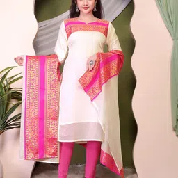 Snofi Creation Square Neck Pure Cotton Straight Kurta With Dupatta-picture-17