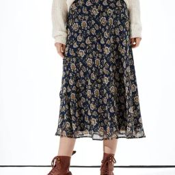 American Eagle Outfitters Blue Printed Below Knee Skirt-picture-10