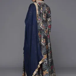 Varanga Navy Floral Print Anarkali Kurta image 2