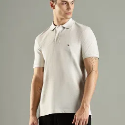 Tommy Hilfiger Beige Cotton Regular Fit Polo T-Shirt image 3