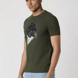 Van Heusen Green Regular Fit Printed T-Shirt image 3