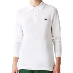 Lacoste White Cotton Slim Fit Polo T-Shirt-image-10