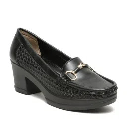 Flat n Heels Women's Black Pump Loafers image 3