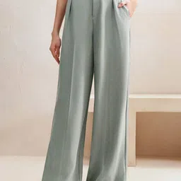 Kotty Women High-Rise Easy Wash Single Pleated Trousers-image-92