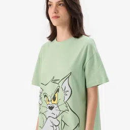The Souled Store Mint Green Cotton Printed Oversized T-Shirt image 3