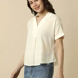 Allen Solly Beige Cotton Regular Fit Self Pattern Top image 3