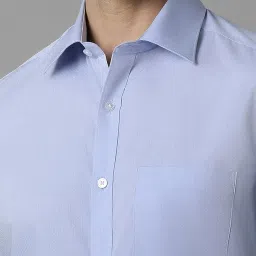 Louis Philippe Blue Cotton Regular Fit Texture Shirt image 3