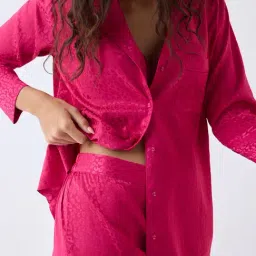 Wunderlove by Westside Fuchsia Animal Jacquard Shirt and Pyjama Set image 4