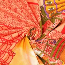 Living Roots Printed Orange 240 TC Cotton Bedsheet with 2 Pillow Covers image 3