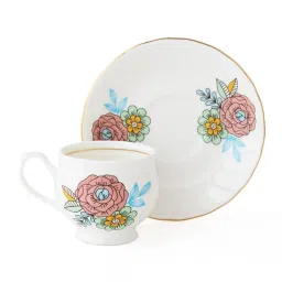 Clay Craft Printed Pink Ceramic Tea Set of 15 image 3