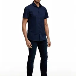 celio Celio* Blue Cotton Slim Fit Shirts image 3