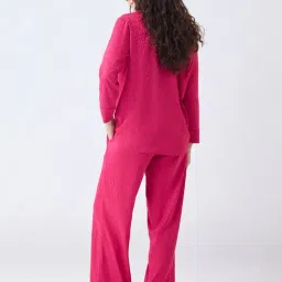 Wunderlove by Westside Fuchsia Animal Jacquard Shirt and Pyjama Set image 2