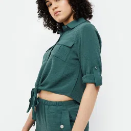 Ginger by Lifestyle Green Regular Fit Crop Shirt image 3