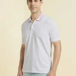 Allen Solly White Cotton Regular Fit Printed Polo T-Shirt image 3