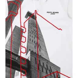 Pepe Jeans Kids White Graphic Print Polo T-Shirt image 3