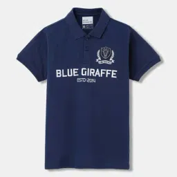 Blue Giraffe Kids Navy Cotton Polo T-shirt-picture-18