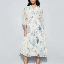 Code By Lifestyle Beige Regular Fit Floral Print Dress-picture-24