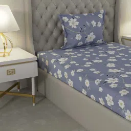 Raymond Home Delight Purple 104 TC Cotton Single Bedsheet with 1 Pillow Cover image 3