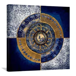 ARTE'VENUE Moon Dial Blue & Yellow Canvas Wall Arts - Set of 2 (10 X 10 inch Each) image 3