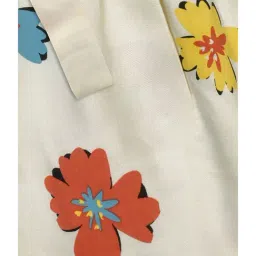 Budding Bees Kids Light Yellow Floral Print Shorts with Ribbon Belt image 3