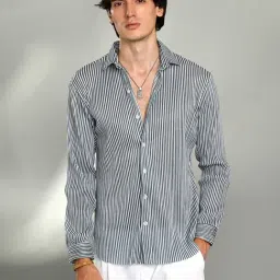 Campus Sutra Grey Regular Fit Striped Shirt-picture-29