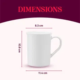 Larah by Borosil White Ceramic Mugs - Set of 2 350ml image 2