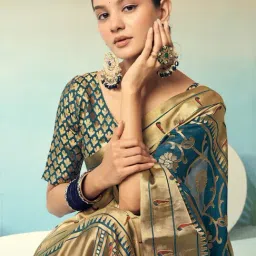 Elora Dark Blue Zari Saree image 2