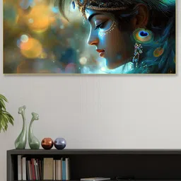 nestroots Blue & Gold-Toned Majestic Flight of the Black Stallion Religious Wall Paintings-image-15
