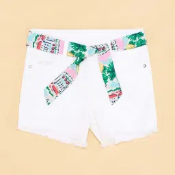 Pantaloons Junior Kids Bright White Cotton Regular Fit Short image 3