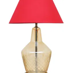kapoor lamp shades Kapoor E Illuminations 'Lolita' Maroon & Antique Gold Glass Table Lamp - Set of 1 image 5