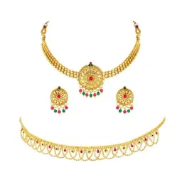 Peora Combo of Golden Necklace Set with Waist Belt for Women-image-10