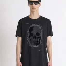 Antony Morato Black Cotton Regular Fit Printed T-Shirt-image-83