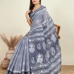 SHANVIKA Grey Printed Cotton Sarees image 4