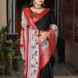 J 6 DESIGNER Women Checked Zari Saree image 4
