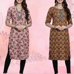 Ethnic basket Women Pack Of 2 Multicoloured Crepe Kurtas-picture-21
