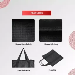 Wet Free Heavy Duty Extra Large Grocery Bag Single-Side PVC Coated Fabric Black 38.1x21.6x35.6 cm for Gym & Travel Unisex Carry Mini Zipper image 4