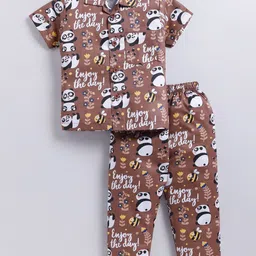 NAUTI KIDZ Boys Pure Cotton Shirt Collar Printed Night Suit-picture-39