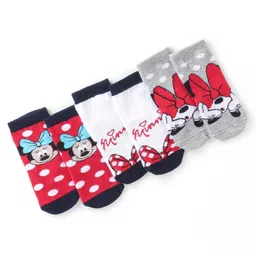 cute walk by babyhug Cute Walk Disney by Babyhug Cotton Knit Anti Bacterial Ankle Length Socks Minnie Mouse Design Pack of 3 - Red White & Grey-picture-33