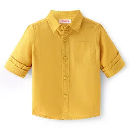 Babyhug Cotton Linen Woven Full Sleeves Regular Collar Solid Shirt - Golden-picture-13