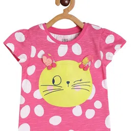 MINI KLUB Cotton Cap Sleeves Cat Printed & Ears Applique Detailed Top - Lilac-picture-24