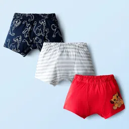HoneyHap Disney Single Jersey Knit Trunks With Lion King Graphics Pack Of 3 - Red Navy Blue & White image 1