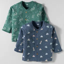 Pink Rabbit Single Jersey Knit Full Sleeves Jhablas with Animal Print Pack of 2 - Navy Blue & Green-picture-15