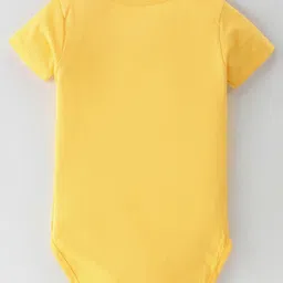 BLUSHES Christmas Theme 100% Cotton Half Sleeves Ho Ho Ho Text Printed Onesie - Yellow image 3