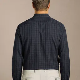 Louis Philippe Men Checked Spread Collar Formal Shirt image 4