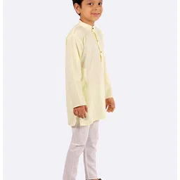 Superminis Full Sleeves Solid Kurta With Pyjama Set - Lemon Yellow image 4