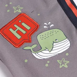 Mini Taurus Cotton Knit Full Length Lounge Pant with Whale Print - Ash Grey image 3