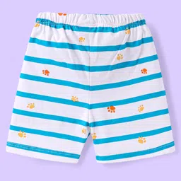 Babyhug Cotton Knit Knee Length Striped & Lion Printed Shorts Pack of 3 - Blue White & Light Blue image 3