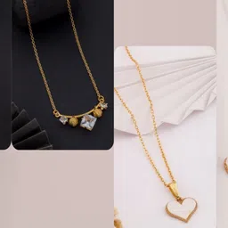 SZN Set Of 2 Gold-Plated Artificial Stones Studded Enamelled Chains-picture-22